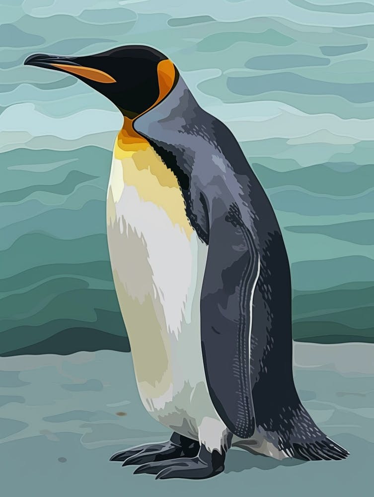 King Penguin Isabela Island Minimalist Illustration 3