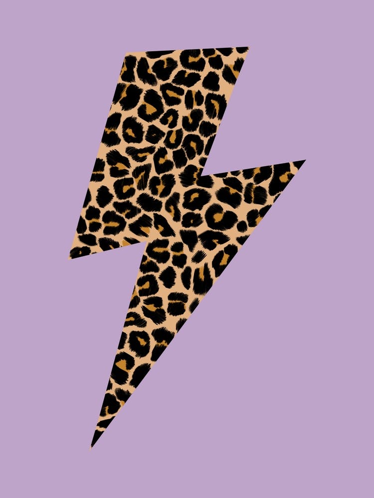Lightning Bolt in Leopard Print on Purple