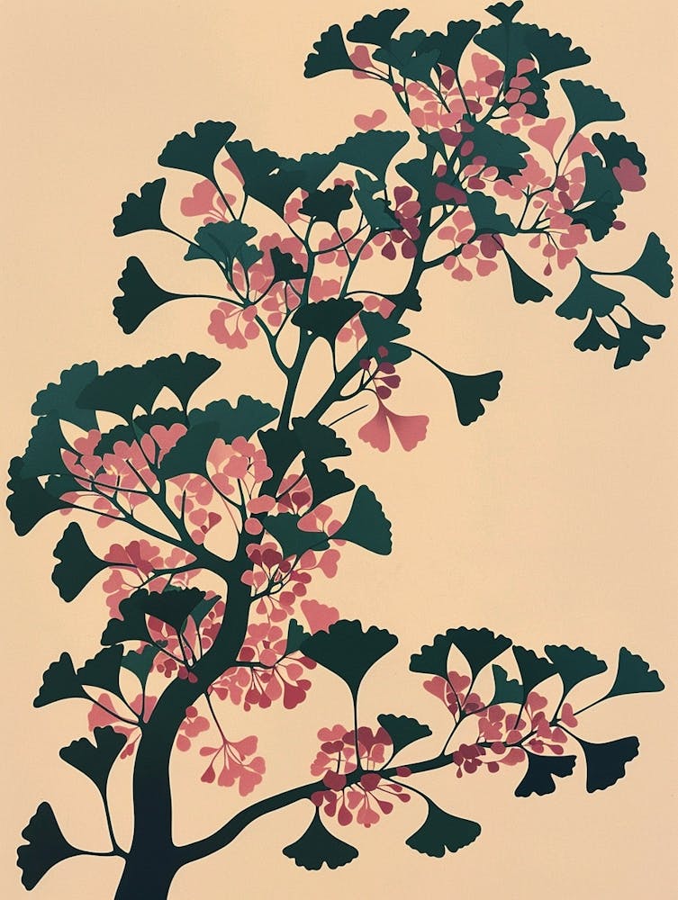 Ginkgo Tree Colourful Illustration 2