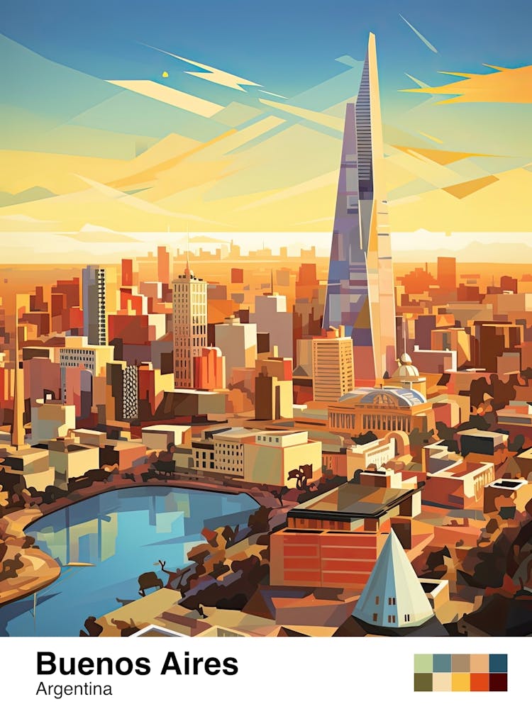 Buenos Aires, Argentina, Geometric Illustration 0 Poster
