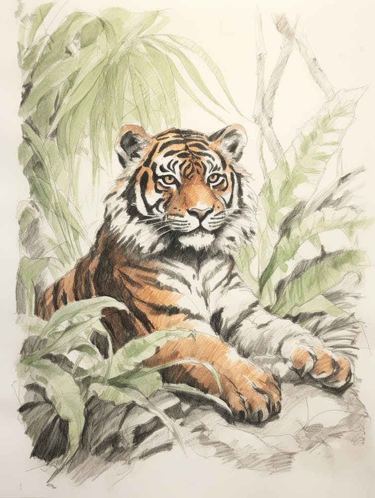 Märchenbuch-Tier Aquarell-Tiger 4