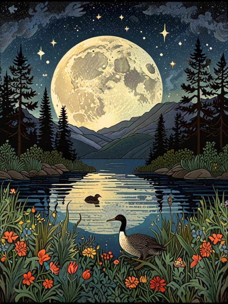 William Morris Moonlight Over The Lake 1