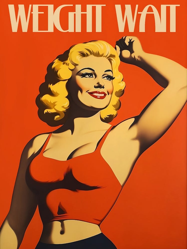 Female Gym Poster 50s Style Poster Gym Wall Art Retro Female Bodybuilder Print Weightlifter Poster Vintage Gym Print Gym Motivation