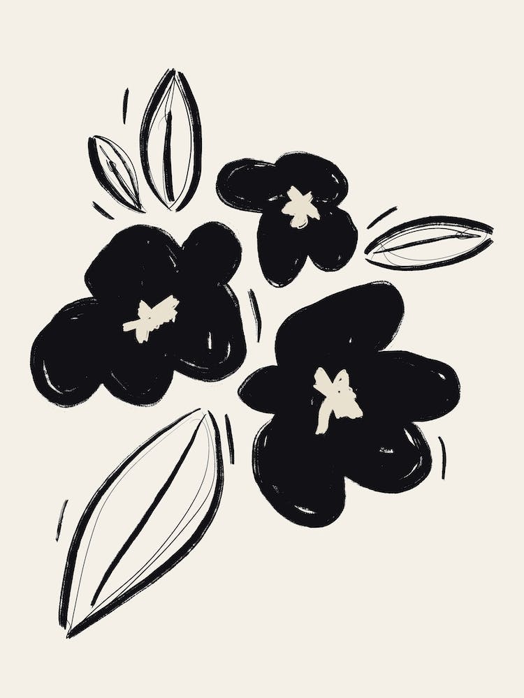 Blumenstrauß 2 Schwarz Weiß