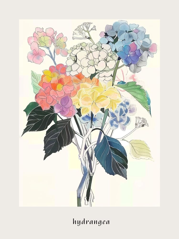 Hydrangea 3 Collage Flower Bouquet Poster