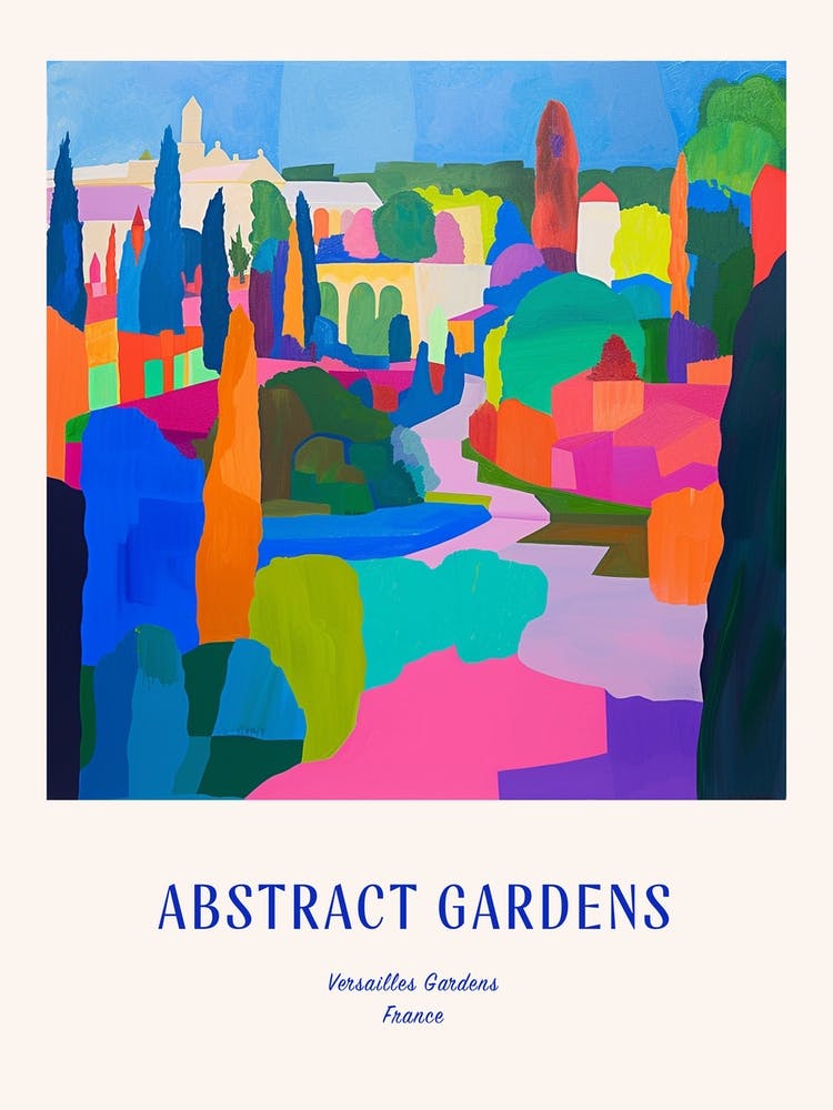 Colourful Gardens Versailles Gardens France 3 Blue Poster