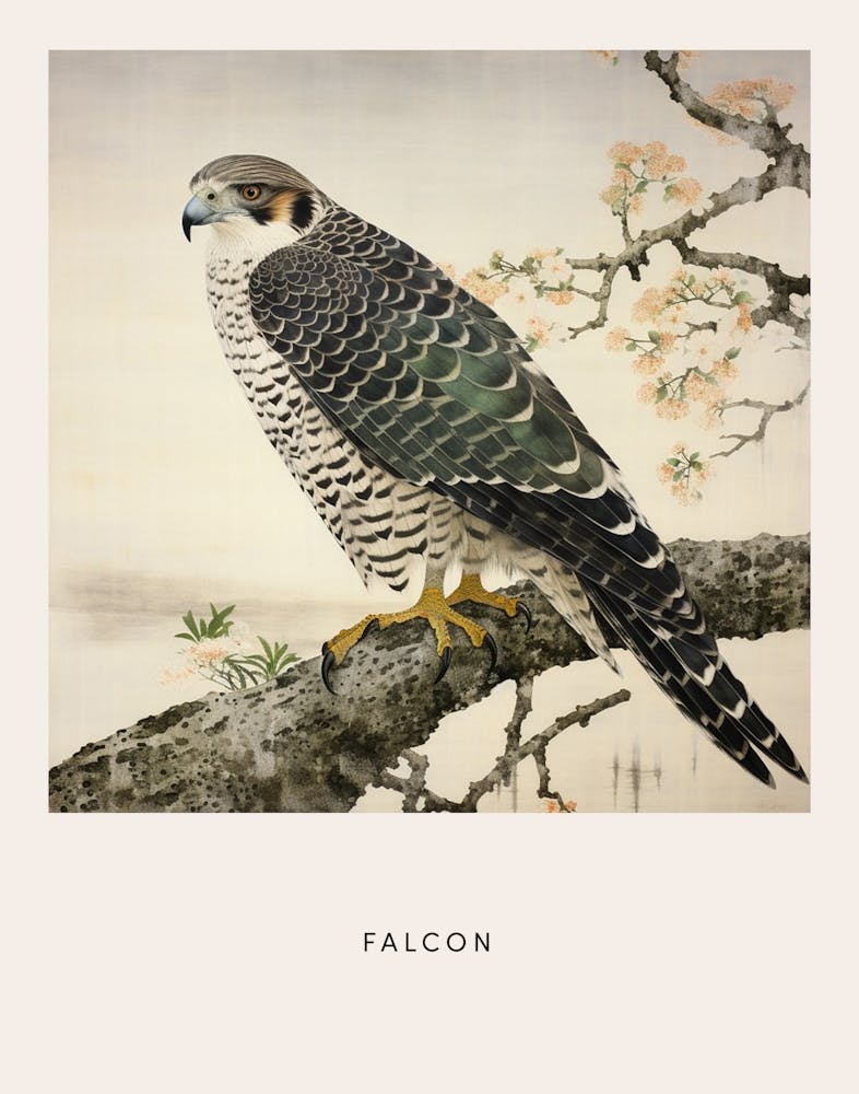 Ohara Koson Inspired Bird Painting Falcon 5 Poster