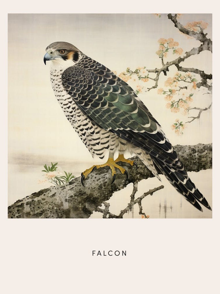 Ohara Koson Inspired Bird Painting Falcon 5 Poster