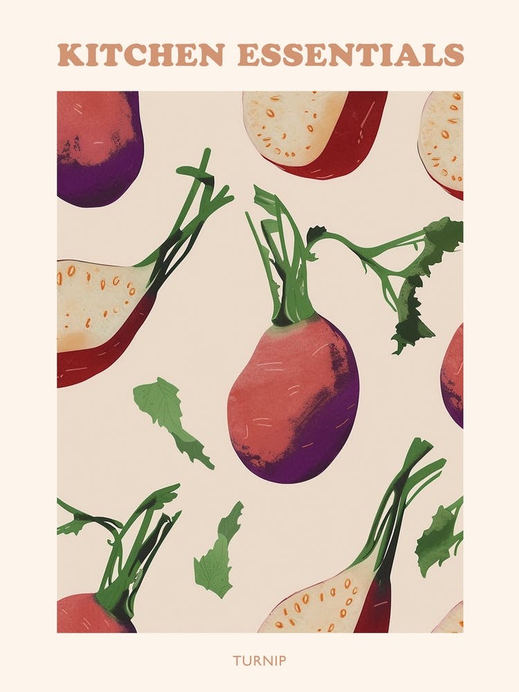 Turnip Root Vegetable Pattern Illustration Poster 4