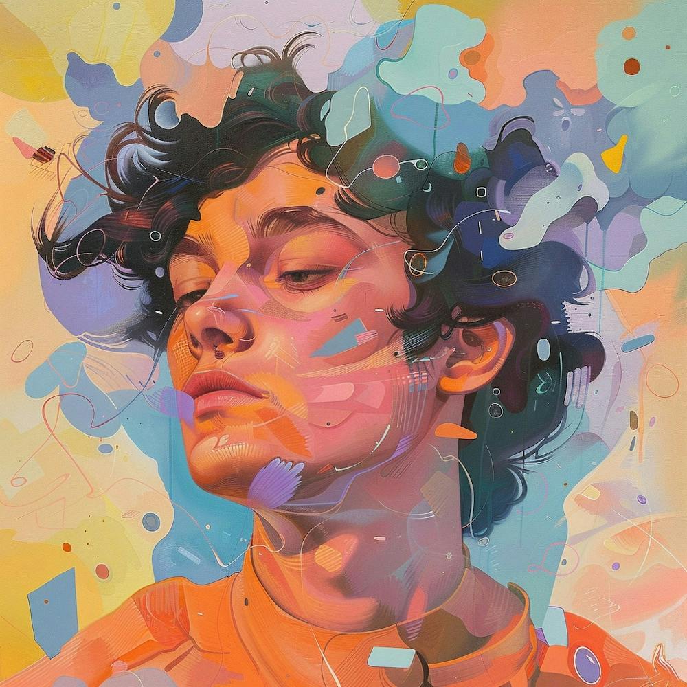 Abstract Painting Youn Man Trippy