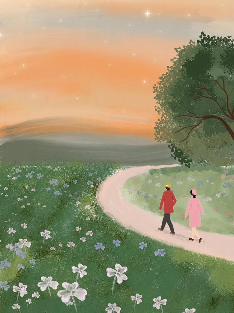 Couple Walking On A Path
