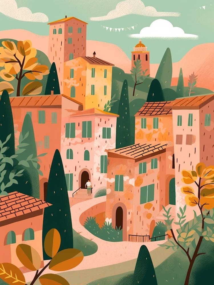 Volterra, Italy Illustration