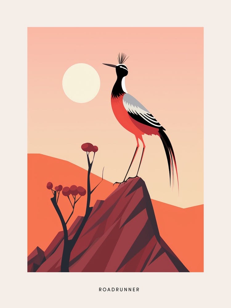 Minimalist Roadrunner 3 Bird Poster