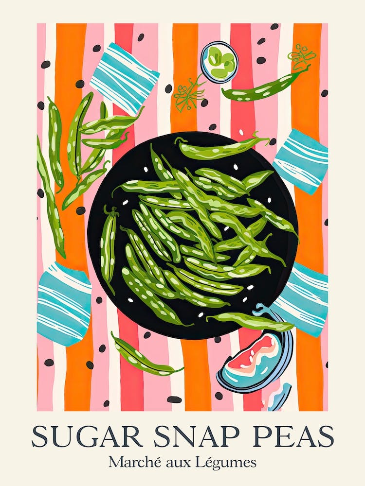 Marche Aux Legumes Sugar Snap Peas Summer Illustration 1