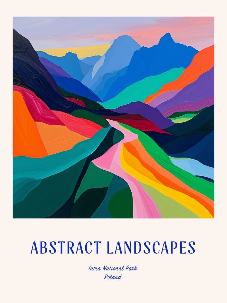 Colourful Abstract Tatra National Park Poland 4 Poster Blue