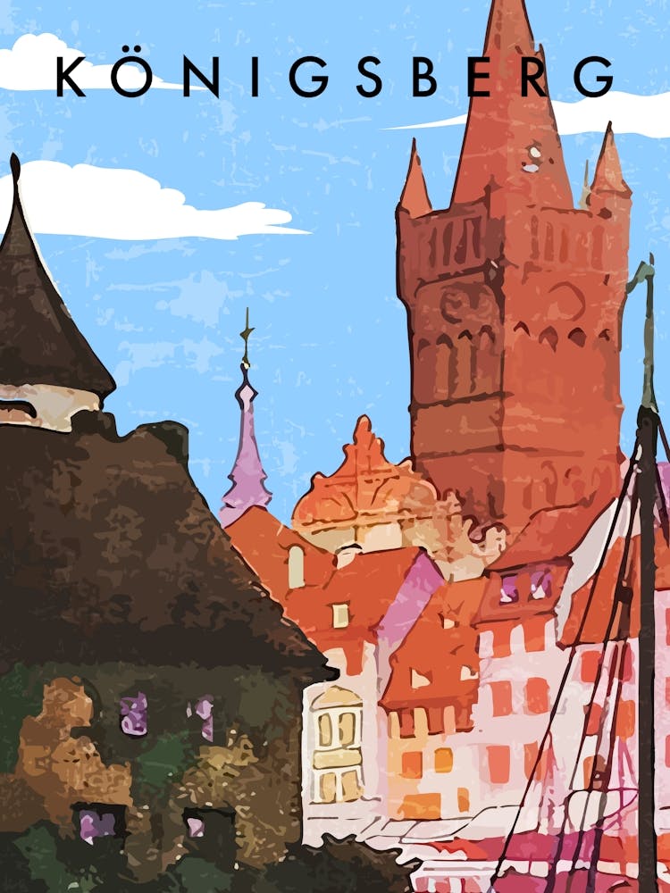 Konigsberg, Prussia, Germany — Retro travel minimalist art poster 3
