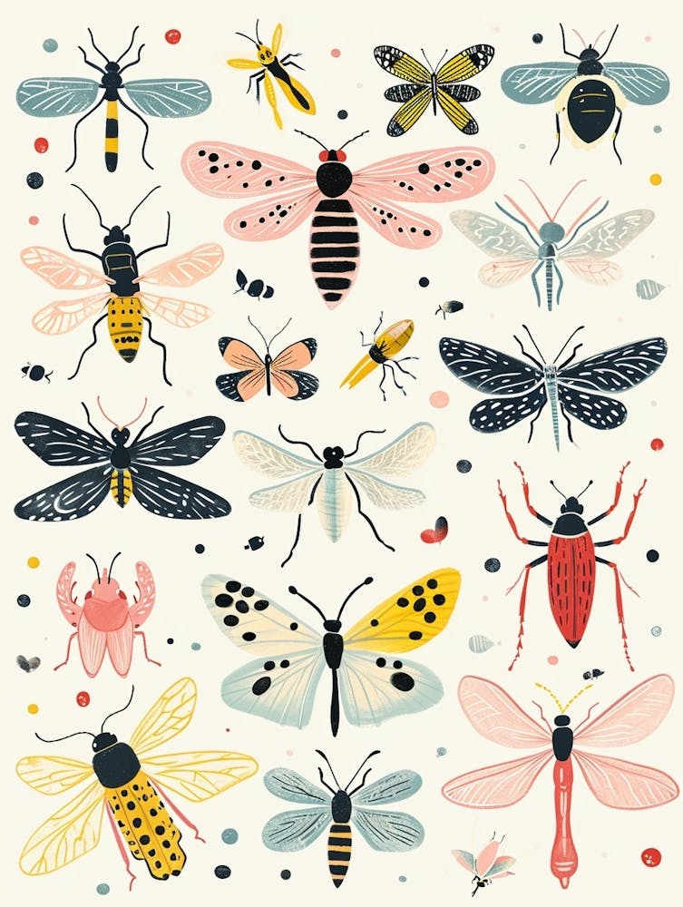 Colourful Insect Illustration Whitefly 13