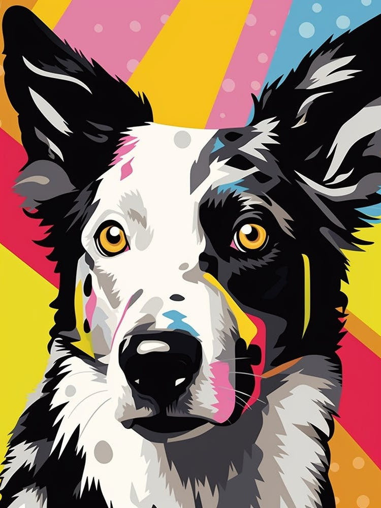 Pop Art Bright Border Collie 3