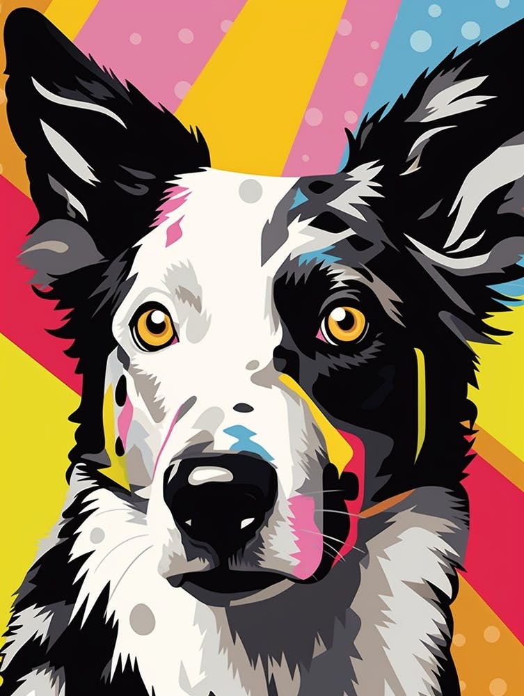 Pop Art Bright Border Collie 3