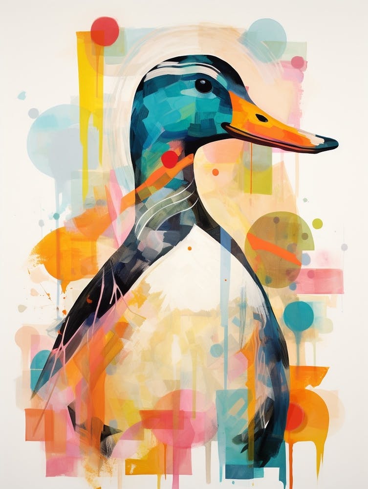 Bird Painting Collage Mallard Duck 4