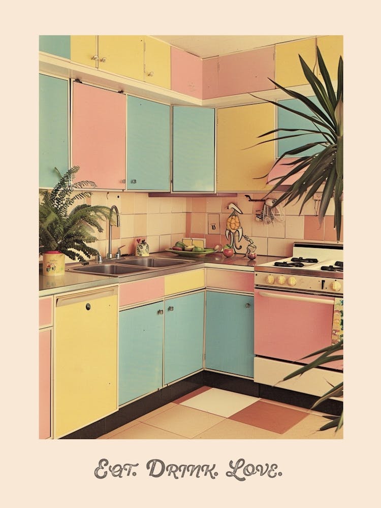 Vintage Kitchen Eat Drink Love Poster 2