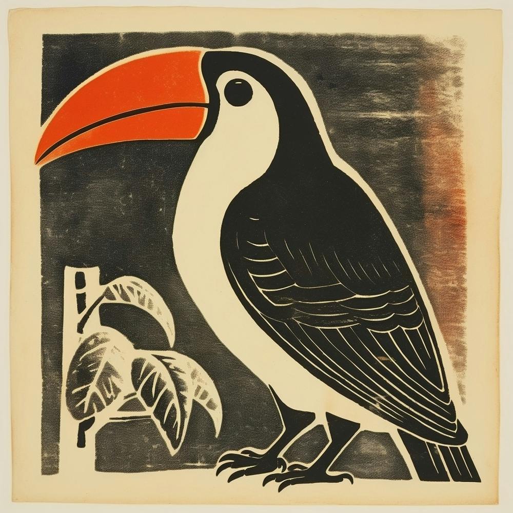 Retro Bird Lithograph Toucan 3