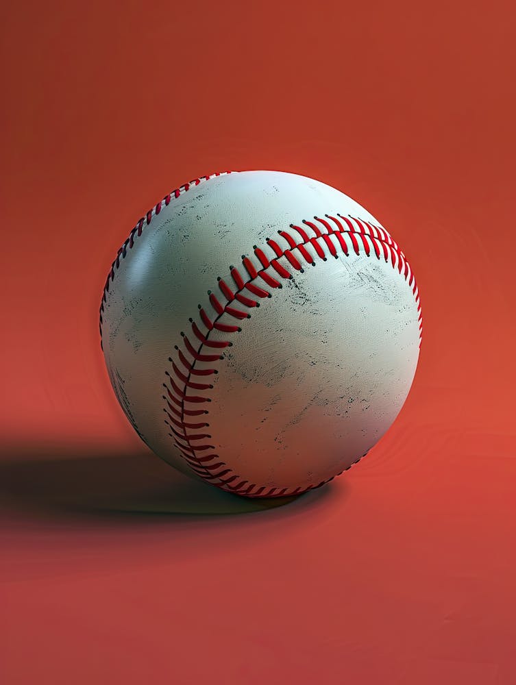 Baseball Ball On Red Background 1