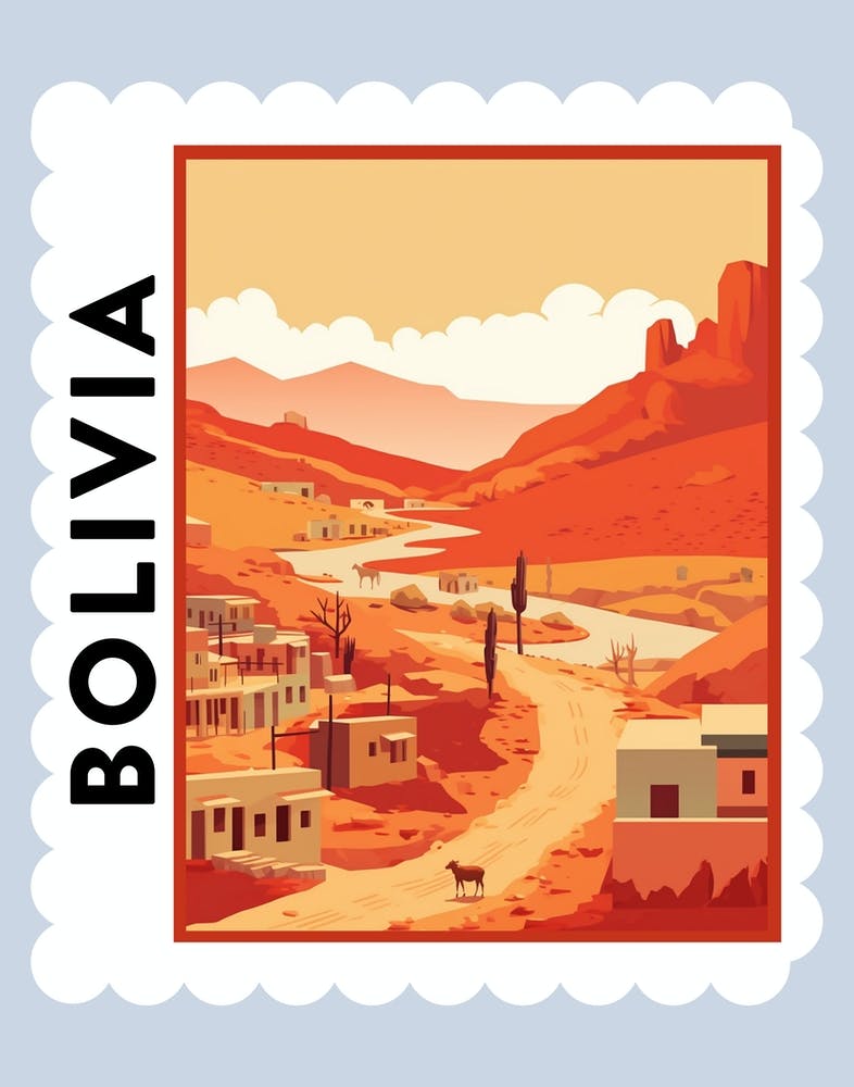 Bolivia Travel Stamp Poster