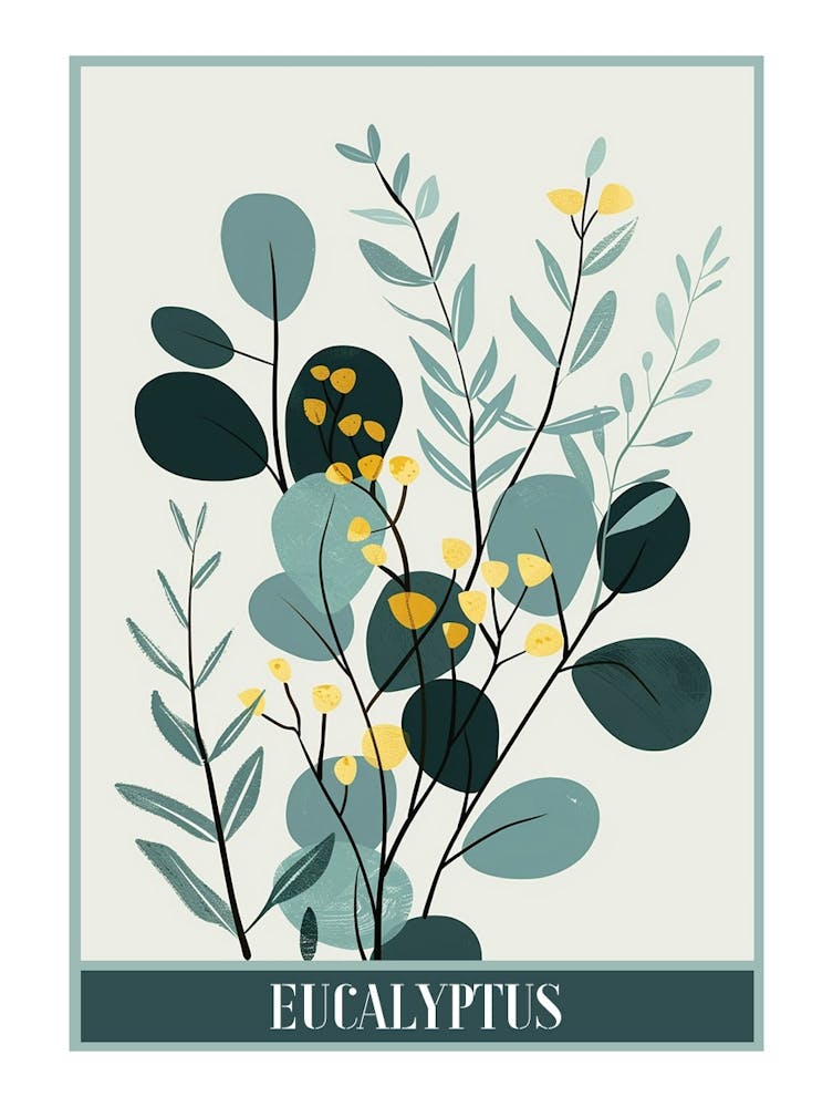Eucalyptus Tree Illustration Flat 1 Poster
