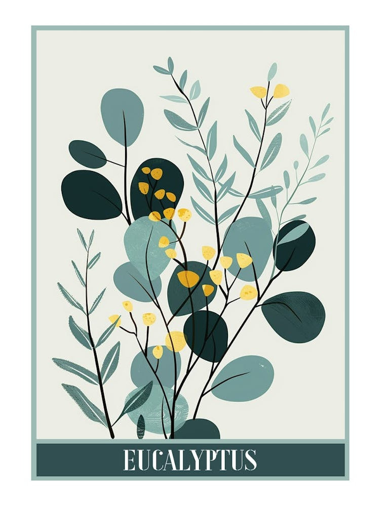 Eucalyptus Tree Illustration Flat 1 Poster