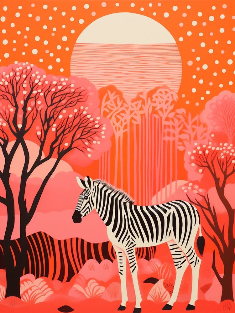 Zebra Pink Orange Lines & Dots