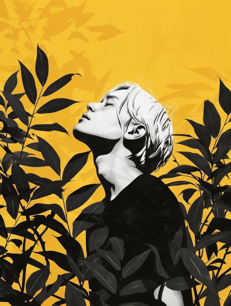 Man over leaves