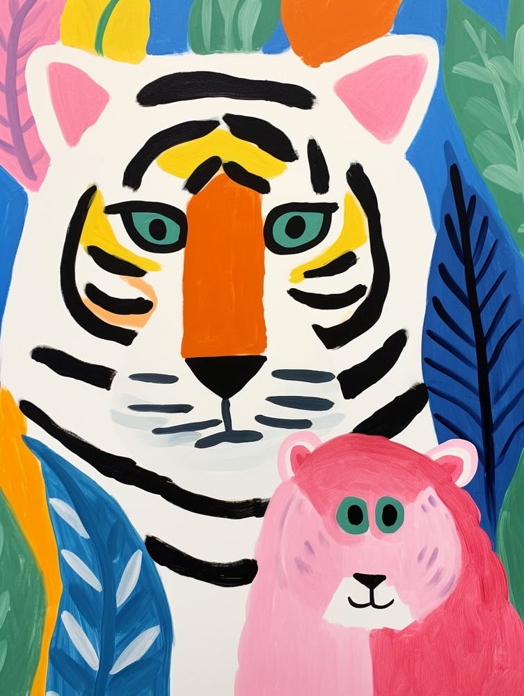 Colourful Kids Animal Art Siberian Tiger 4