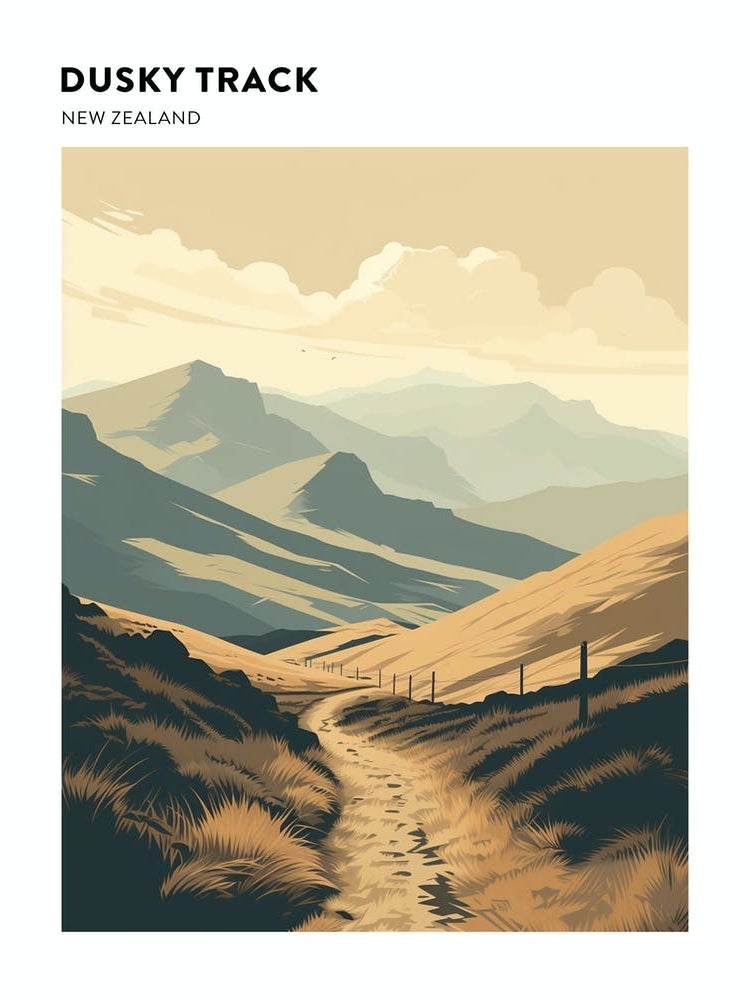 Dusky Track New Zealand 1 Hiking Trail Landscape Poster