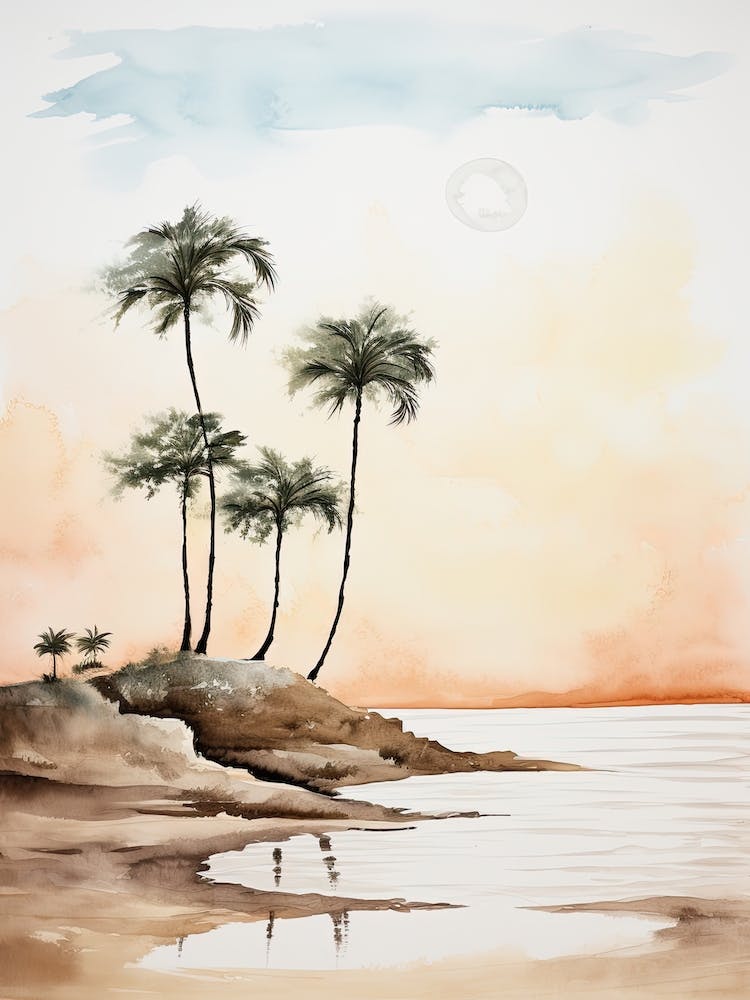 Watercolour Of Pismo Beach   California Usa 1
