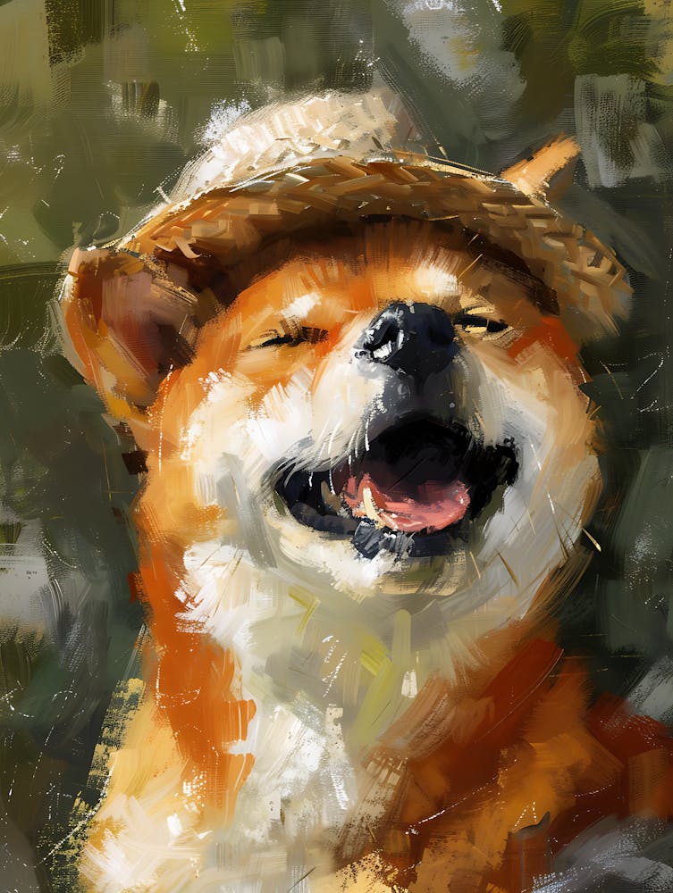 Ölgemälde Lächelnder Shiba Inu 20