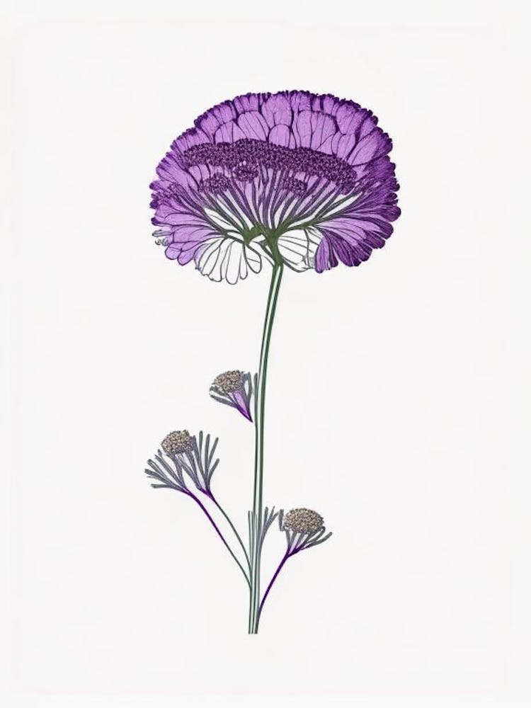 Skabiose Blumen Minimalistische Strichzeichnung 2 Blume