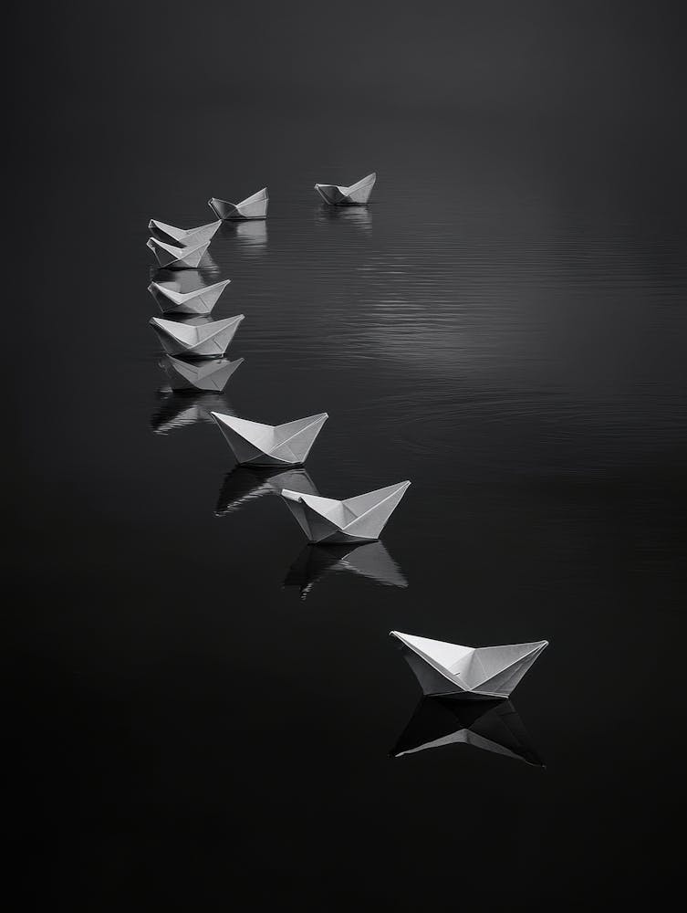 Paper Boats In The Water 1