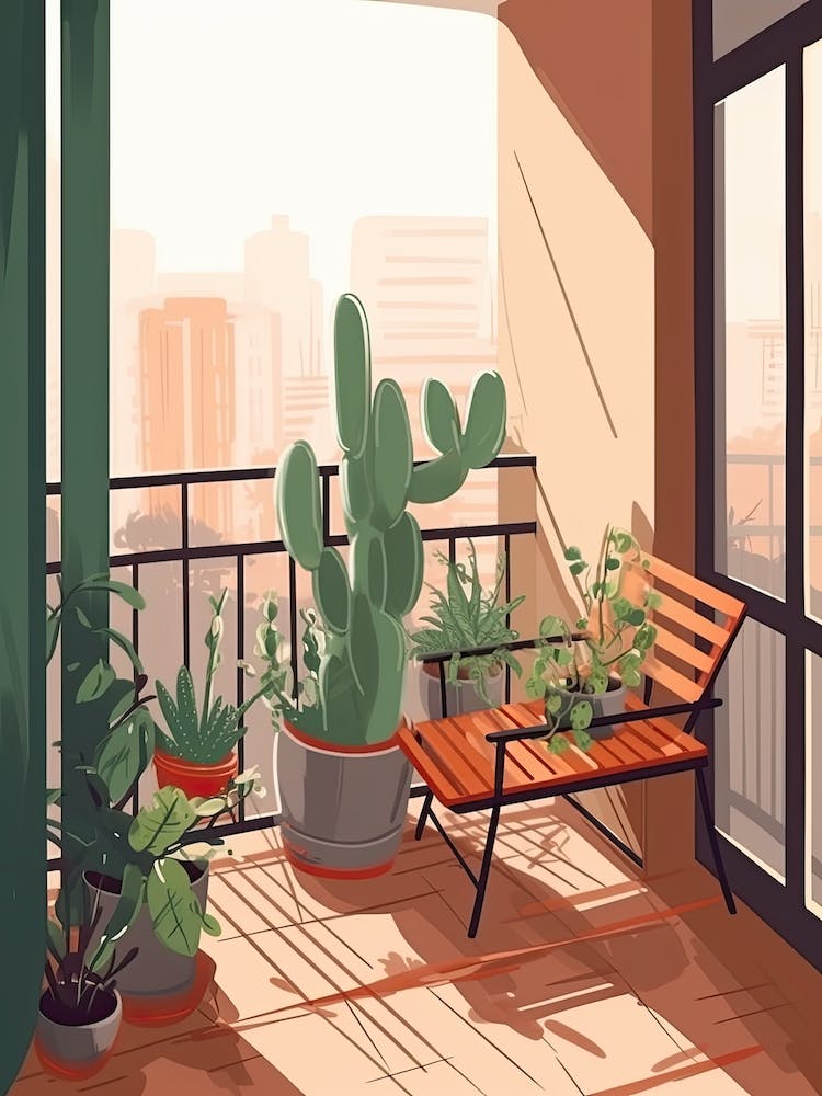 Cactus Balcony Illustration 4