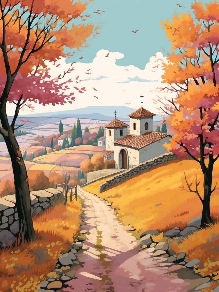 Camino De Santiago Spain 3 Hike Illustration