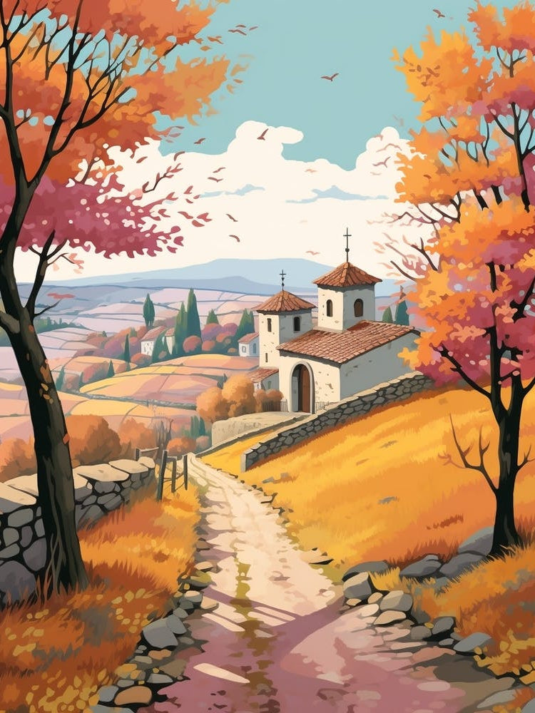 Camino De Santiago Spain 3 Hike Illustration
