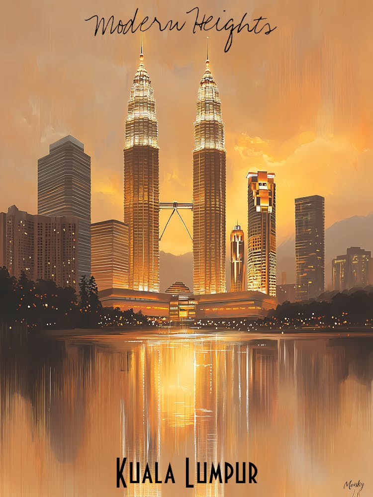 Modern In Heights, minimalist soft tones palette, watercolor poster