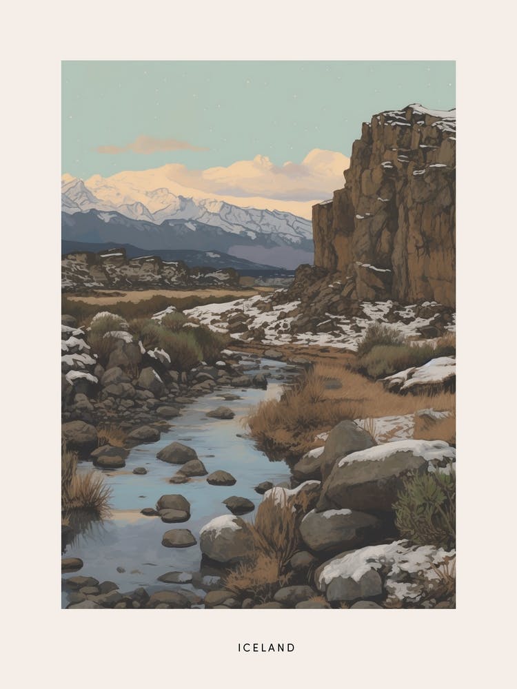 Vintage Winter Poster Island 2