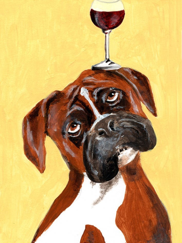 Boxer With Wineglass Yellow