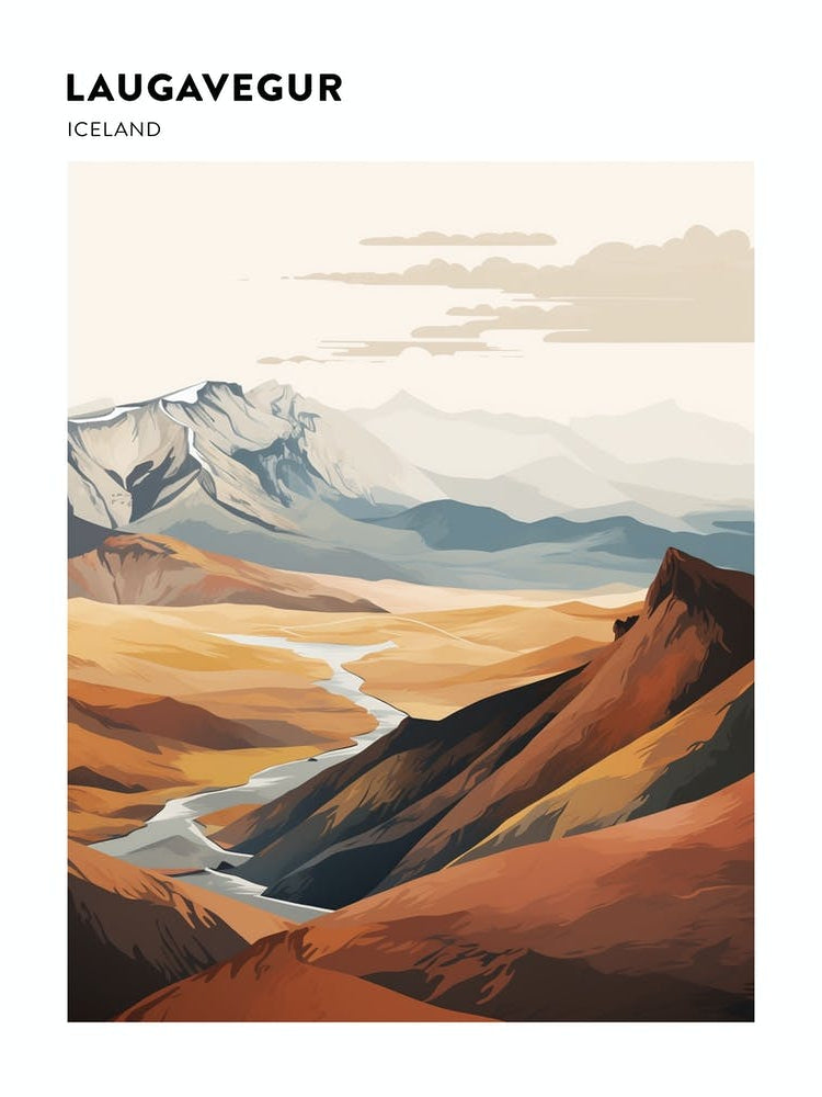 Laugavegur Iceland 3 Hiking Trail Landscape Poster