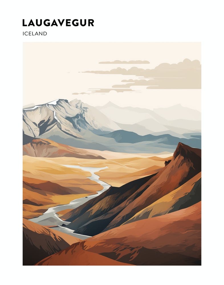 Laugavegur Iceland 3 Hiking Trail Landscape Poster