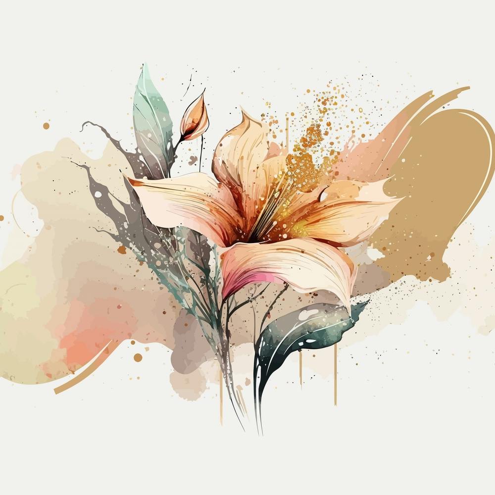 Lily Painting Flower Watercolor Abstract