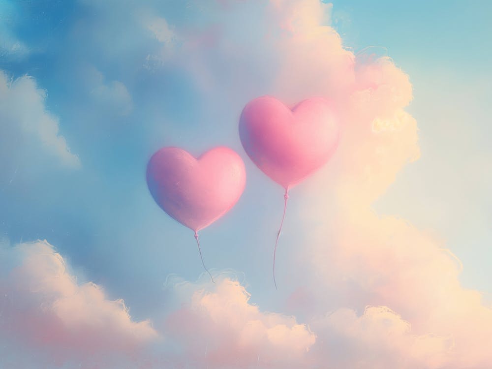 Heart Balloons In The Sky