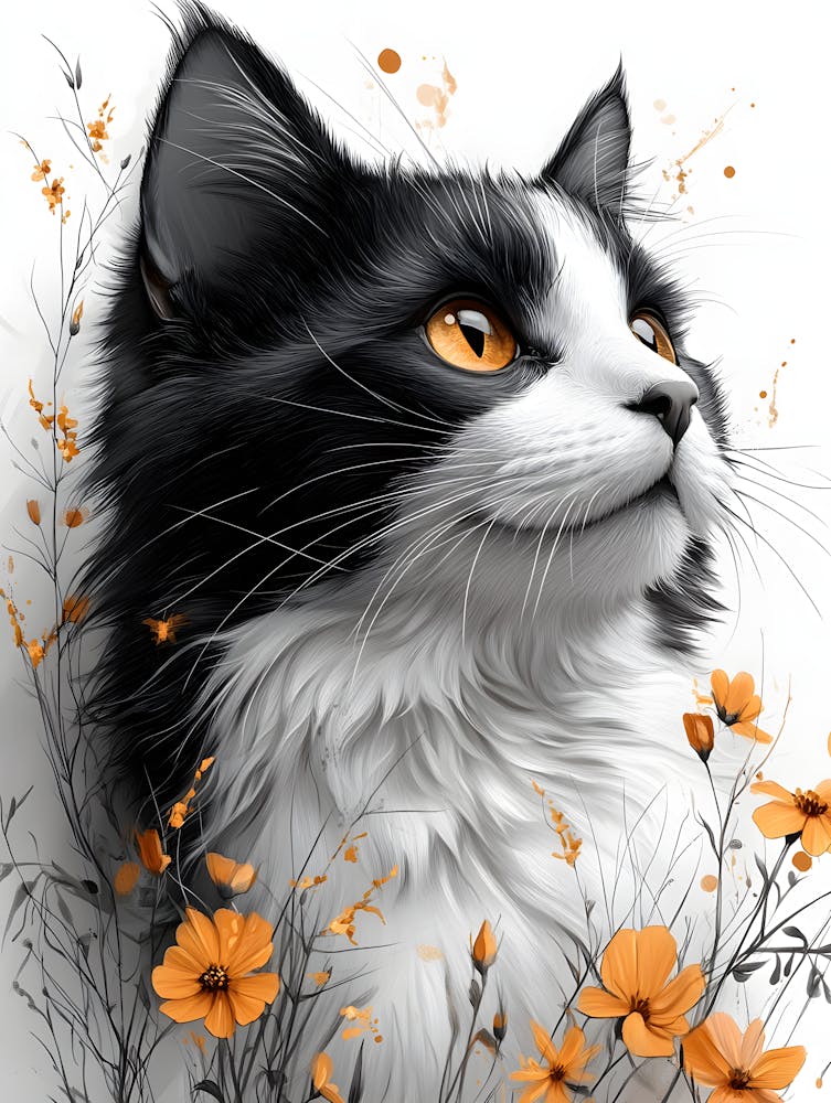 Cat In Flowers