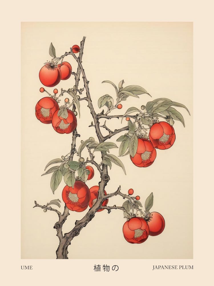 Ume Japanese Plum 1 Vintage Japanese Botanical Poster